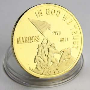   USMC In God We Trust Gold plated Challenge Coin 679: Everything Else