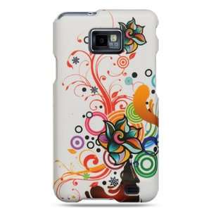 Rubber white case with autumn flower design for the Samsung Galaxy S 
