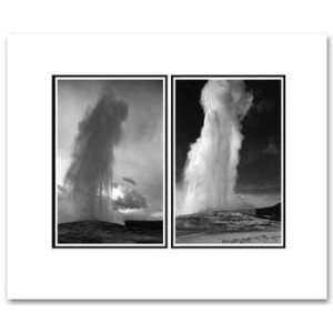 Ansel Adams   Old Faithful Geyser LG Matted   2 images  