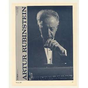  1960 Pianist Artur Rubinstein Photo Booking Print Ad 