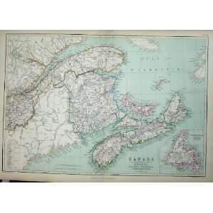  1872 Blackie Geography Maps Canada Quebec Newfoundland 