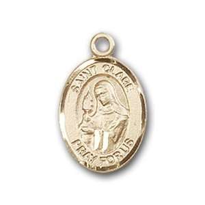   Medal with St. Clare of Assisi Charm and Godchild Pin Brooch Jewelry
