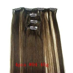 Pieces 20 Medium Brown #4 Clip on in 100% Human Hair Extensions 40 