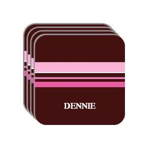 Personal Name Gift   DENNIE Set of 4 Mini Mousepad Coasters (pink 