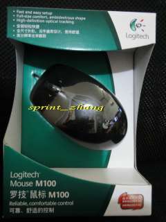 Logitech M100 Full Size High Definition USB Mouse Black  