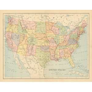  Bartholomew 1870 Antique Map of the United States Office 