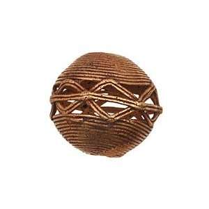  African Brass Corrugated w/ Zig Zag Round 34 37mm Beads 