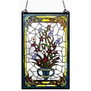  Stained Glass Bouquet Design Window Panel 20x32
