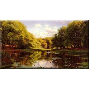 River Landscape (Scene 2) 30x16 Streched Canvas Art by Monsted, Peder 