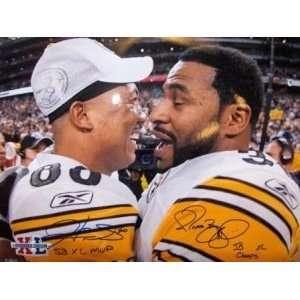  Hines Ward Jerome Bettis Signed SB XL 16x20 Inscribed 