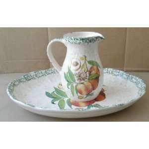  Decorative Ceramic Pitcher with Oval Plate Dish   Plate 