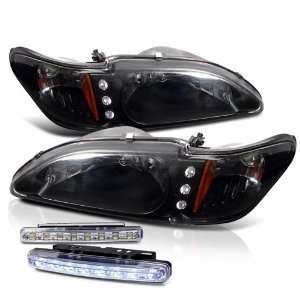   Headlights Black w/ Amber Corner + 8 Led Bumper Fog Light: Automotive