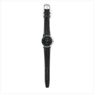  Mens Black Dial Leather Watch 