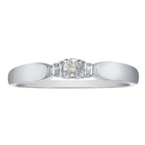  10 Karat White Gold Tailored Diamond Promise Ring: Jewelry