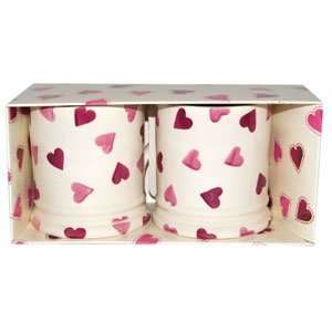  Emma Bridgewater Pottery Hearts 1/2 Pint Mugs (2): Kitchen 