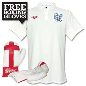  09 10 England Home Jersey + Free Boxing Gloves