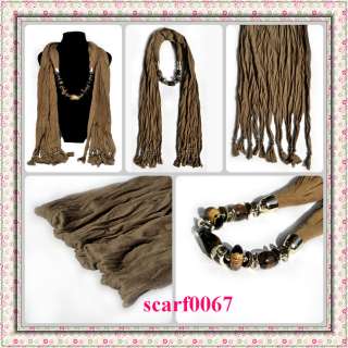 FREE fashion jewelry womens Coffee cotton scarves Wrap scarf pendant 