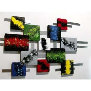  Colorful Abstract Wood Metal Wall Art Decor Sculpture 