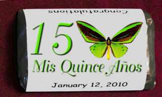 Quinceanera Butterfly PARTY Miniatures CANDY Wrappers Personalized 