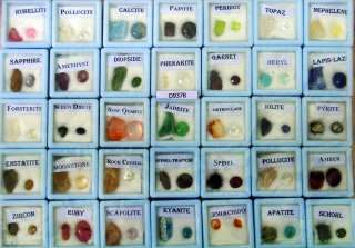 35 Cristales raros y tallaron minerales en caja de presentación