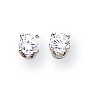  14k White Gold 3.7mm Round Stud Earring Mountings: Jewelry
