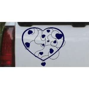 Heart With Vines Car Window Wall Laptop Decal Sticker    Navy 16in X 