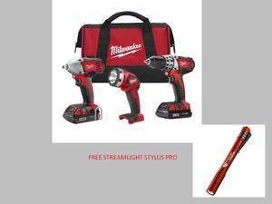 Milwaukee M18™ Cordless 3 Tool Combo Kit 2691 23    FREE STREAMLIGHT 
