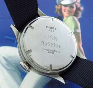   WWII Era Longines Navy BuShips Military Wrist Watch   SERVICED  