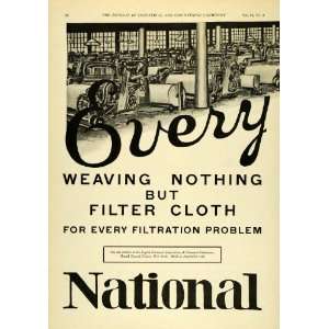  1922 Ad Overy Loom National Filter Cloth Weaving Mill 