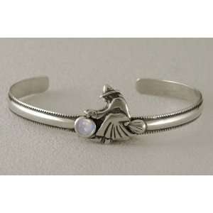   on a Sterling Silver Cuff Bracelet Accented with Genuine Rainbow Moon