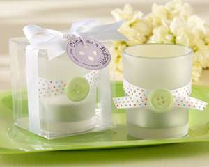 50 Cute as a Button Frosted Candle Baby Shower Favors  