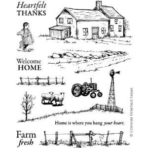  The Homestead Scene It Cling Mounted Red Rubber Stamp Set 