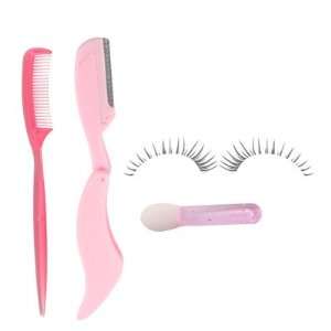   False Eyelashes Pink Eyebrow Razors Trimmer Comb Brush Tool: Beauty