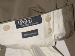 325 POLO RALPH LAUREN ITALY OLIVE DRESS PANTS 32 UNHEM  