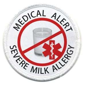 SEVERE MILK ALLERGY Red Medical Alert 3 inch Sew on Patch 