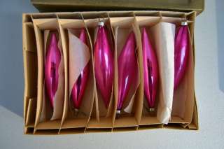   HOT PINK ORNAMENTS 2 INCH, 4 INCH AND ICICLE TEARDROP BOXED  