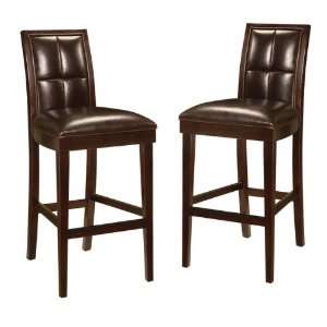   Hudson Dining Biscuit Back Leather Bar Stools (2/CTN) (Coffee Bean