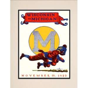  1922 Michigan vs. Wisconsin 10.5x14 Matted Historic Football 