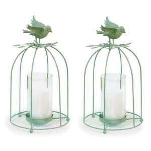 Metal Bird Cage Pillar Candle Holders, Set of 2:  Home 
