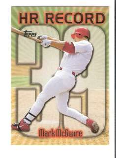 Mark McGwire 1999 Topps HR Record #220 HR #39 St. Louis Cardinals 