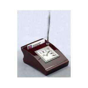  Wood Clock w/Cardholder & Pen