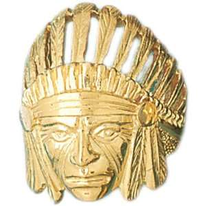  14kt Yellow Gold Indian Head Mens Ring Jewelry
