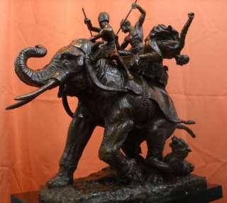 Tiger Hunt Elephant Monumental Size Bronze Statue Antoine Barye 
