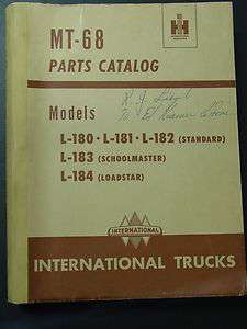 1952 International MT 68 Parts Catalog Models L 180, L 181, L 182, L 