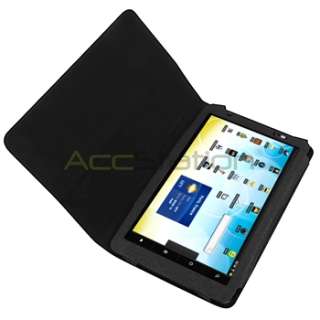 For Archos 101 Internet Tablet Leather Cover Folio Flip Skin Black 