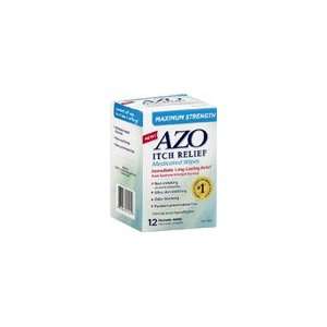  Azo Maximum Strength Itch Relief Medicated Wipes, 12 count 