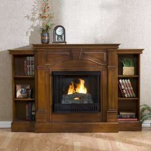   Braid Brown Mahogany Gel Fuel Fireplace with Bookcases: Home & Kitchen