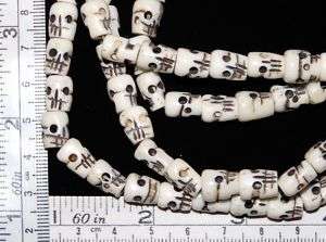 Bone Skull Beads Carved from Real Bone. 108 Bead Mala   