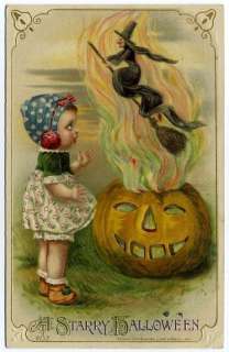 Post Card John Winsch Halloween Witch & J.O.L.  