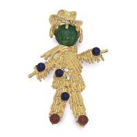 New Gold Plated Unique Jackie Kennedy Scarecrow Pin  